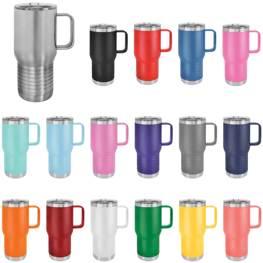 20 oz Stainless Steel Insulated Travel Tumbler with Handle - Powder Coated (Blank)
