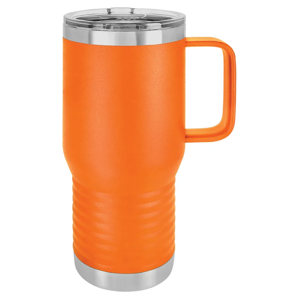 20 oz Stainless Steel Insulated Travel Tumbler with Handle - Powder Coated (Case of 24)