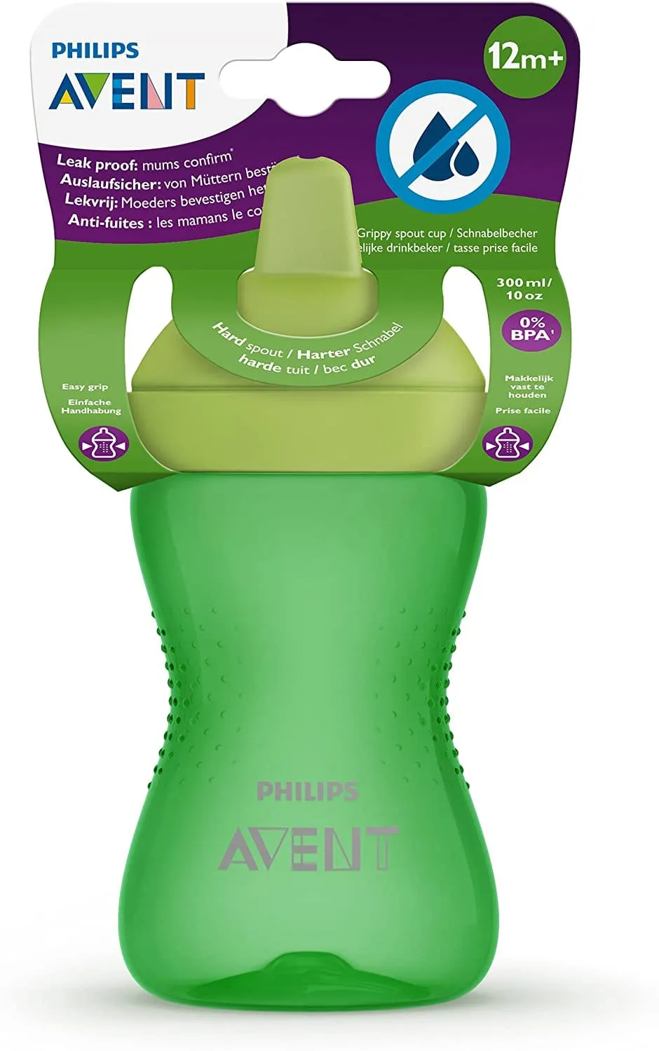 AVENT  My Grippy Spout Cup 12m : Leak-proof, for mess-free drinking The Philips Avent My Grippy spout cup has a unique valve and is leak-free - SCF803/04