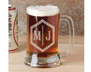 Monogrammed Couples 16 Oz Beer Stein Engraved Initials Monogram Beer Mug Gift for Groomsmen Bachelor Party Birthday Father Son Groom Him