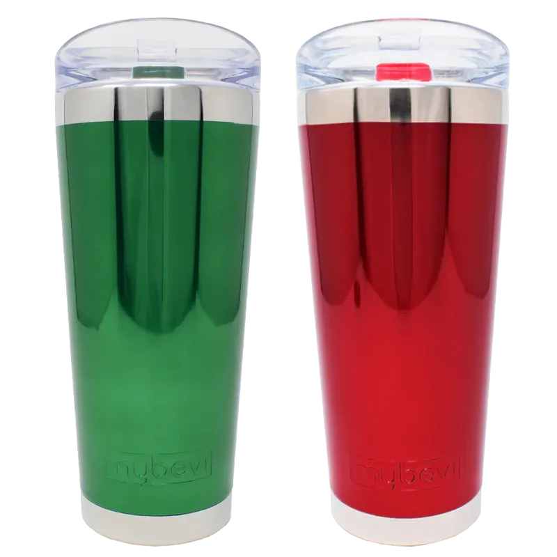 MyBevi 26 oz. Classic Chrome Mirror Tumbler Holiday Bundle